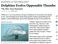 Dolphins Evolve Opposable Thumbs