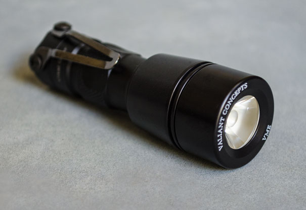 Flashlight with VME Malkoff Valiant Concepts Head, Malkoff M30 drop-in and Vital Gear FB1 BK  body