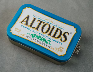 MintyBoost 3.0 in Altoids Wintergreen Mints tin