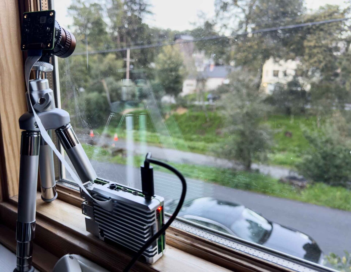 Raspberry Pi 4 webcam on the Larkspur, California bike path