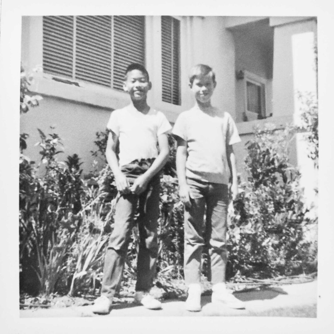 Leslie Wong and Bruce Baxley, June 1964 in front of 778 Calmar Avenue, Oakland, California
