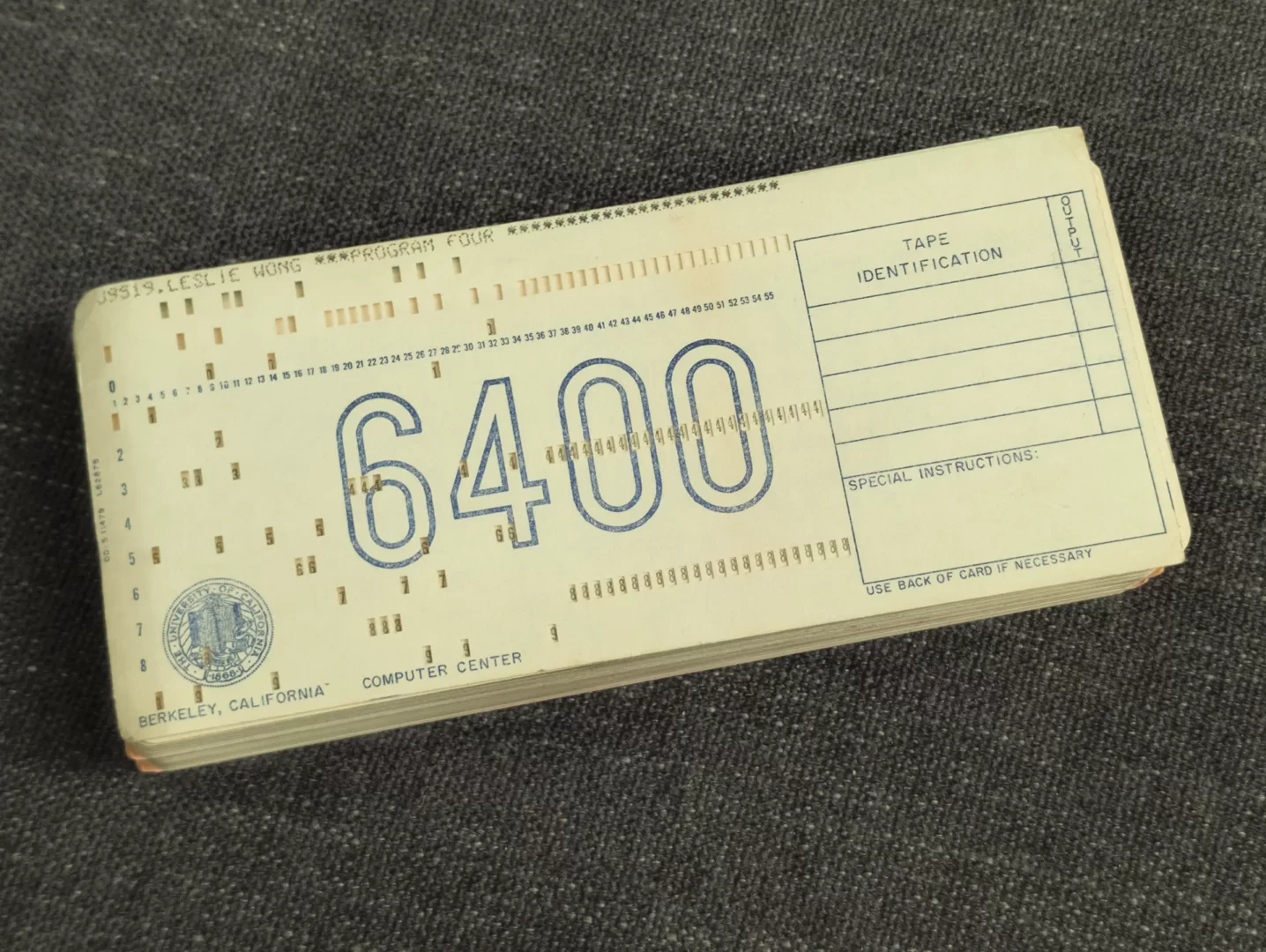 A hand-punched FORTRAN IV job deck for the Engineering E1 course, Fall 1970, UC Berkeley